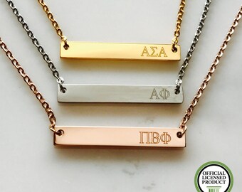 Alpha Gamma Delta Necklace - Gift For Her - Girl Gift - Sorority Gift - Bar Jewelry - Rose Gold Necklace - Sorority Jewelry - Silver Gift