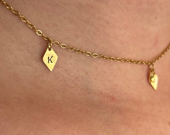 Geometric Diamond Shaped Necklace - Minimalist Gold Jewelry - Initial Necklace