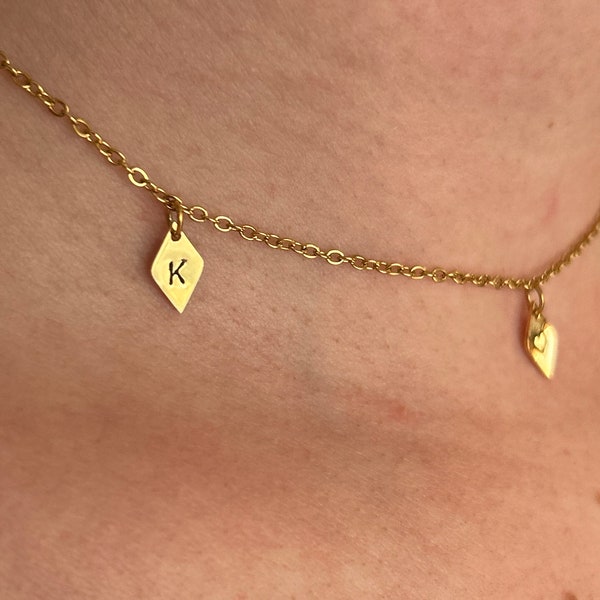 Geometric Diamond Shaped Necklace - Minimalist Gold Jewelry - Initial Necklace