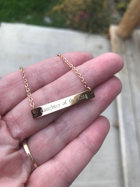 READY TO SHIP Personalized Bar Necklace Daughter of the King Word
