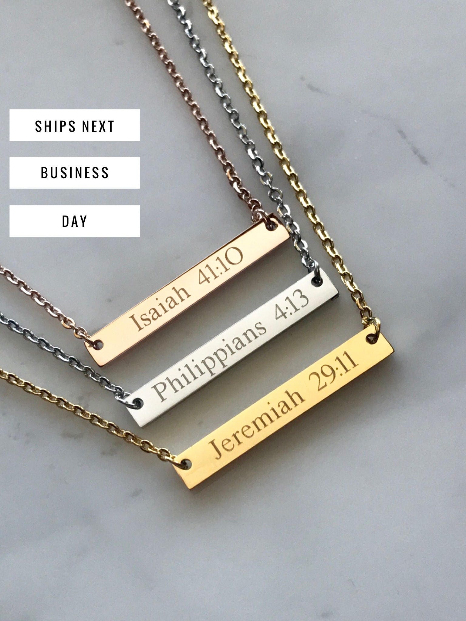 Personalized Bar Necklace Scripture Necklace Bible Verse Necklace