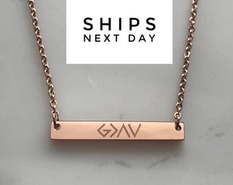 Valentines Day Gift - God is Greater Than the Highs and Lows - Personalized Bar Gift For Her - Initial Necklace - Inspirational Necklace