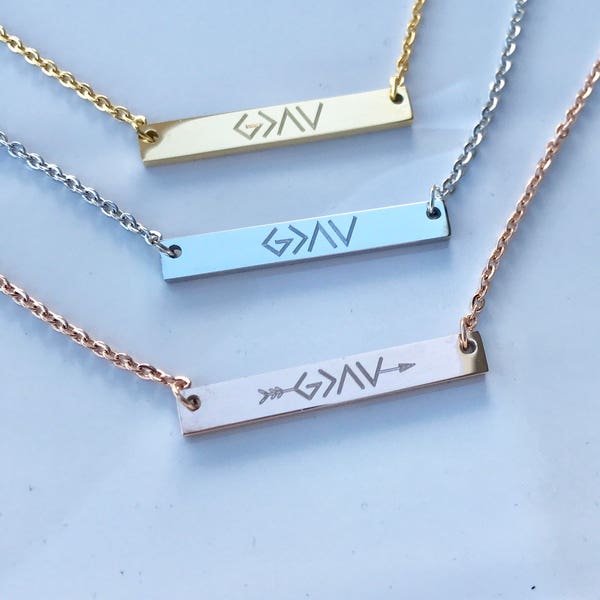 Bar Necklace - God is Greater Than the Highs and Lows  - Personalized Gift For Her - Initial Necklace - Inspirational Necklace