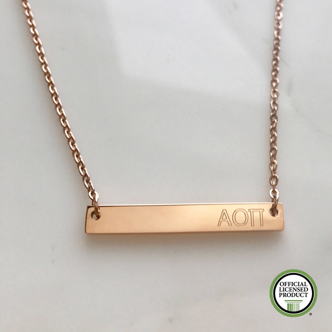 Alpha Omicron Pi Necklace Aopi Necklace Personalized Bar Etsy