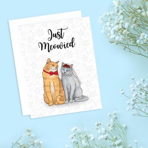 Just Meowied - Cute Wedding Card - Cat Wedding Card - Cats - Cards for Cat Lovers - Marriage - Play on Words -
