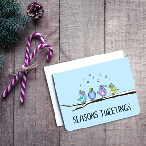 Tweetings des saisons - Carte de Noël - Carte de Noël drôle - Carte d’oiseau - Carte drôle - Carte de Noël d’oiseau - Carte de Noël - Jeux de mots - Observation des oiseaux