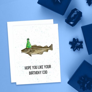 J’espère que vous aimez votre morue d’anniversaire - Carte d’anniversaire drôle - Carte d’anniversaire idiote - Carte pour lui - Carte pour elle - Pêche