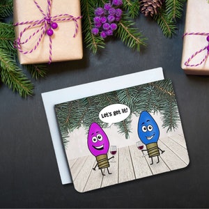 Allumons-nous - Carte de Noël - Carte de Noël drôle - Carte de vin - Carte drôle - Carte de lumières de Noël - Carte de vacances - 420