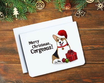 Merry Christmas Corgeous - Funny Christmas Card - Christmas Card - Dog Card - Funny Card - Dog Christmas Card - Holiday Card - Corgis