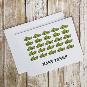 Many Tanks - Greeting Card - Thank you Card - Funny Thank you Card - Pun Card - Thank you Pun - Army card - Military Card - Tanks