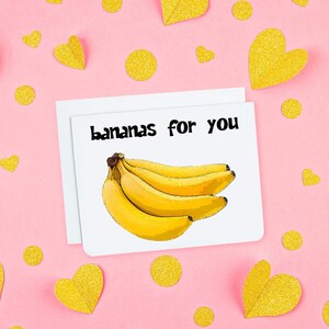 Bananes pour vous - Carte de vœux - Jeu de mots - Carte drôle - Carte d’amour - Carte romantique - Carte alimentaire - Carte amusante - Carte de Saint-Valentin - Carte anniversaire