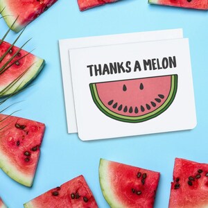 Thanks A Melon Thank You Card - Funny Thank you Card - Thank you Card - Watermelon Card - Thanks A Million Card