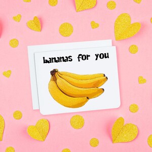 Bananas For You Greeting Card - Pun - Funny - Love - Bananas - Anniversary Card - Cards for Foodies - Cute Cards - Fun Cards for Her