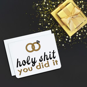 Wedding Card - Holy Sh*t You Did It - Love - Marriage - Engagement - Wedding Shower - Swear - Sweary - Naughty - Cheeky