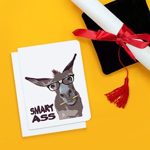 Carte Smart Ass - Carte drôle - Carte âne - Carte Nerd - Carte Geek - Jeu de mots - Carte n’importe quel jour - Carte vierge - Carte de graduation - Souhaits de graduation