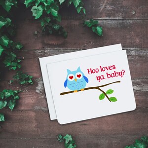 Hoo t'aime bébé ? - Carte d'amour - Carte Saint-Valentin - Saint-Valentin drôle - Carte drôle - Carte de vœux - Carte hibou - Carte oiseau - Hiboux - Observation des oiseaux
