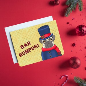 Bah Humpug - Funny Christmas Card - Punny Christmas Card - Christmas Puns - Dog Christmas Card - Pug Card - Pug Christmas CardBlank Card