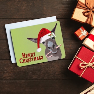 Joyeux Noël - Carte de Noël drôle - Carte de Noël Punny - Jeux de mots de Noël - Ânes - Carte d’âne - Carte vierge