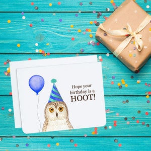J’espère que votre anniversaire est une huée - Carte d’anniversaire - Carte d’anniversaire drôle - Cartes drôles - Carte hibou drôle - Carte hibou - Carte oiseau - Carte vierge - Hiboux