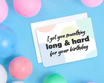 Long & Hard (Math Problem) Birthday Card - Math Card - Math Birthday - Math Problem - Funny Birthday Card - Silly Birthday Card