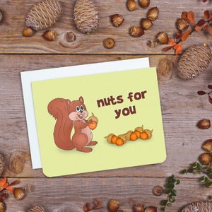 Carte Nuts For You - Carte d’amour - Carte Saint-Valentin - Écureuil - Noix - Gland - Écureuils - Cartes animaux - Carte écureuil - Carte anniversaire