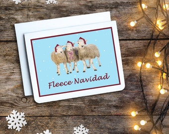 Fleece Navidad - Funny Christmas Card - Funny Holiday Card - Sheep - Feliz Navidad Card - Christmas Puns - Funny Sheep Card - Holiday Cards