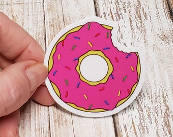 Bitten Donut Small Vinyl Sticker - Funny Stickers - Food Stickers - Waterproof Stickers - Dishwasher Safe Stickers - Laptop Decals - Donuts