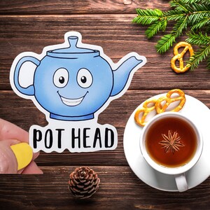 Pot Head (Tea) Vinyl Sticker - Funny Stickers - Food Stickers - Waterproof Stickers - Tea Stickers - Pot Head - Laptop Decals - Mug Stickers