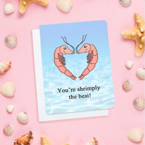 You&#39;re Shrimply The Best - Love Card - Valentine Card - Anniversary Card - Shrimp - Shellfish - Ocean - Valentine&#39;s Day Cards - Prawns