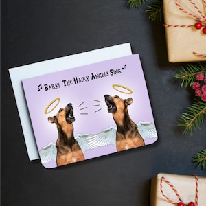 Bark The Hairy Angels Sing Christmas - Carte de Noël drôle - - Carte de Noël - Carte chien - Carte drôle - Carte de Noël chien - Carte de Noël