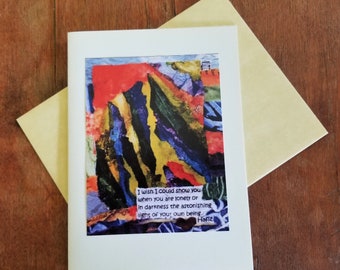 Greeting Card/Encouragement Grief. Hafiz Quote. Inspirational Motivational Quote Card. Sympathy Support Card. Recycled Materials. Art Card