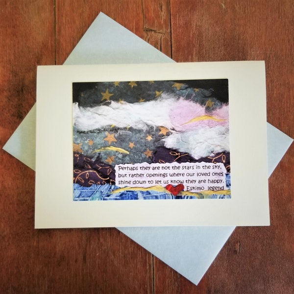 Best Sympathy Card. Condolence Bereavement Card. Eskimo Proverb. Star Collage Art. Pet Loss Card. Recycled Paper. Eco-Friendly. Gift Card.