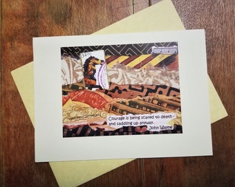 Greeting Card/Courage. John Wayne Quote Card.  Horse Art Quote Gift. Encouragement/Illness Support/New Job/Motivational/Inspirational Card.