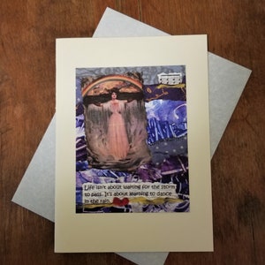 Greeting Card/Dance in the Rain! Resilience/Hope/Transition/Motivation/Divorce. Uplifting/Positive/Women's Empowerment/Break up/Girl Friend