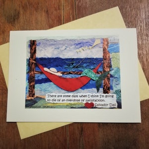 Mermaid Greeting card. Salvador Dali quote. Celebration/Friendship/Birthday/Graduation/Frameable Card. Beach/Mermaid/Surfer/Collage Art.