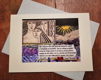 Friendship Greeting Card. James Boswell Quote. Best friend/BFF/Girlfriend/Thank-you/Appreciation/Birthday Card.  Recycled Paper Art Card.