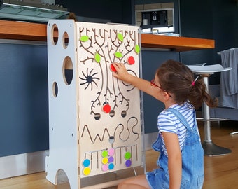 blue Torre di apprendimento//lavagna//seggiolone di Leea Toys con lavagna e scivolo