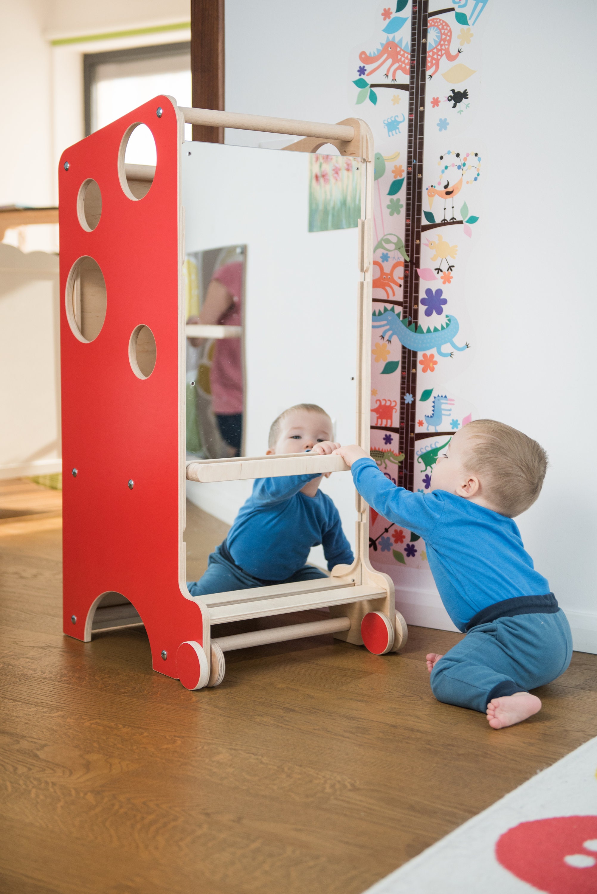 Montessori Mirror With Pullup Bars Etsy