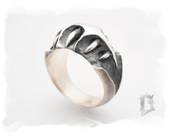 Oxidized 925 sterling silver ring with studs, gothic inspiration | #509