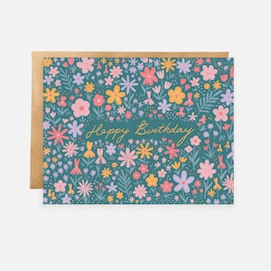 Maddie's Floral Birthday Card - Green - Birthday Card For Her, Girls Birthday Cards, Personalize Birthday Card - Birthday Card For Girls