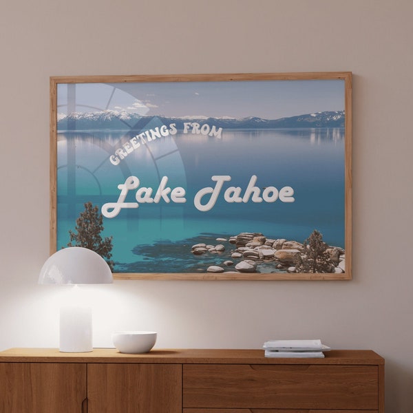 Lake Tahoe Wall Art, Digital Art Prints,Lake Tahoe Print,Retro Photograph Prints,Retro Photo Art Print,Preppy Art,Trendy Art Print Postcard