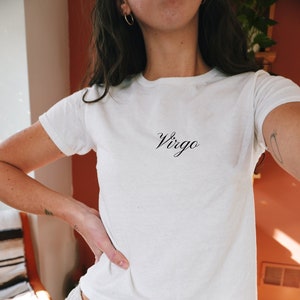 Retro Virgo Baby Tee Shirt Y2K Zodiac Crop Top Baby Tee Y2K Baby Tee, Zodiac Sign, Astrology Virgo T Shirt, Zodiac Shirt Coquette Aesthetic