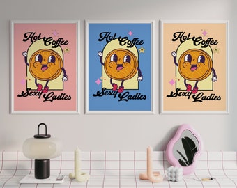 Good Morning | Coffee | More Espresso Less Depresso | Trendy Retro Print | Retro Cartoon Character Print | 70s Wall Art | Maximalist Decor