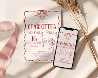 Aesthetic Birthday Invitation Hand Drawn Invitation Birthday Dinner Invite Editable Birthday Invitation Digital Birthday Party Invite Doodle