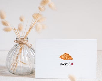 Merci Thank you Card Merci Beaucoup Greeting Card French Thank You Card Croissant Card Cute Thank You Card Paris Thanks