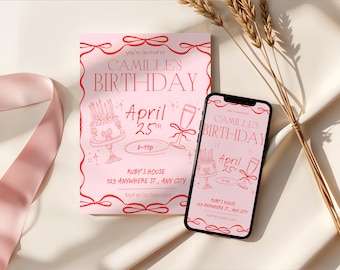 Aesthetic Birthday Invitation Hand Drawn Invitation Birthday Dinner Invite Editable Birthday Invitation Digital Birthday Party Invite Doodle