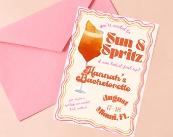 Sun & Spritz Bachelorette Love at First Spritz Aperol Spritz Invitation European Summer Italian Bachelorette Party Invitation Bridal Shower