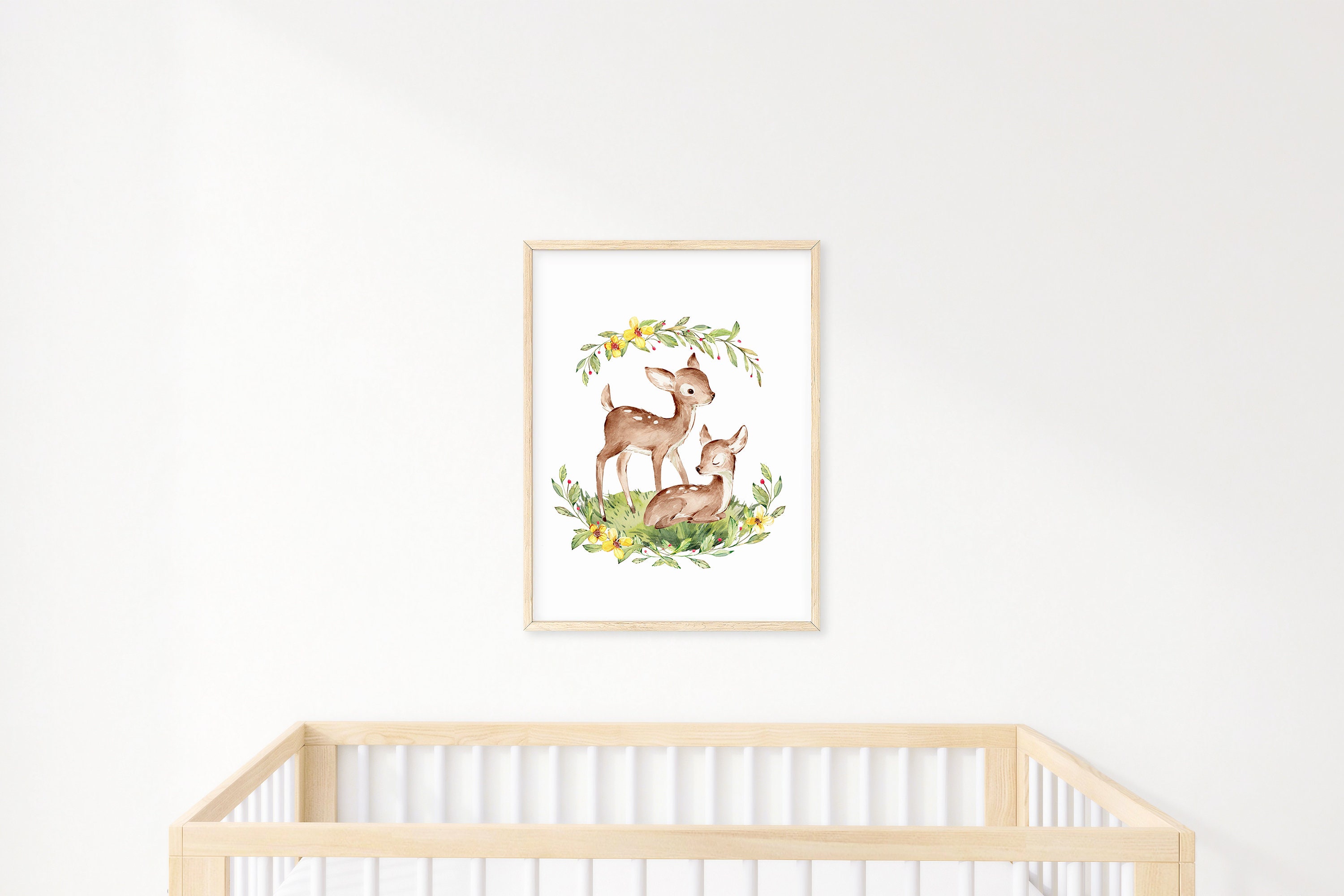 Deer Nursery Print Woodland Animal Nursery Print Forest Etsy