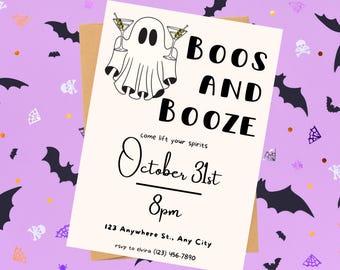 Adult Halloween Party Invitation Digital Halloween Invite Template Lets Get Spooky Spooktacular Retro Halloween Cocktail Party Invite Canva