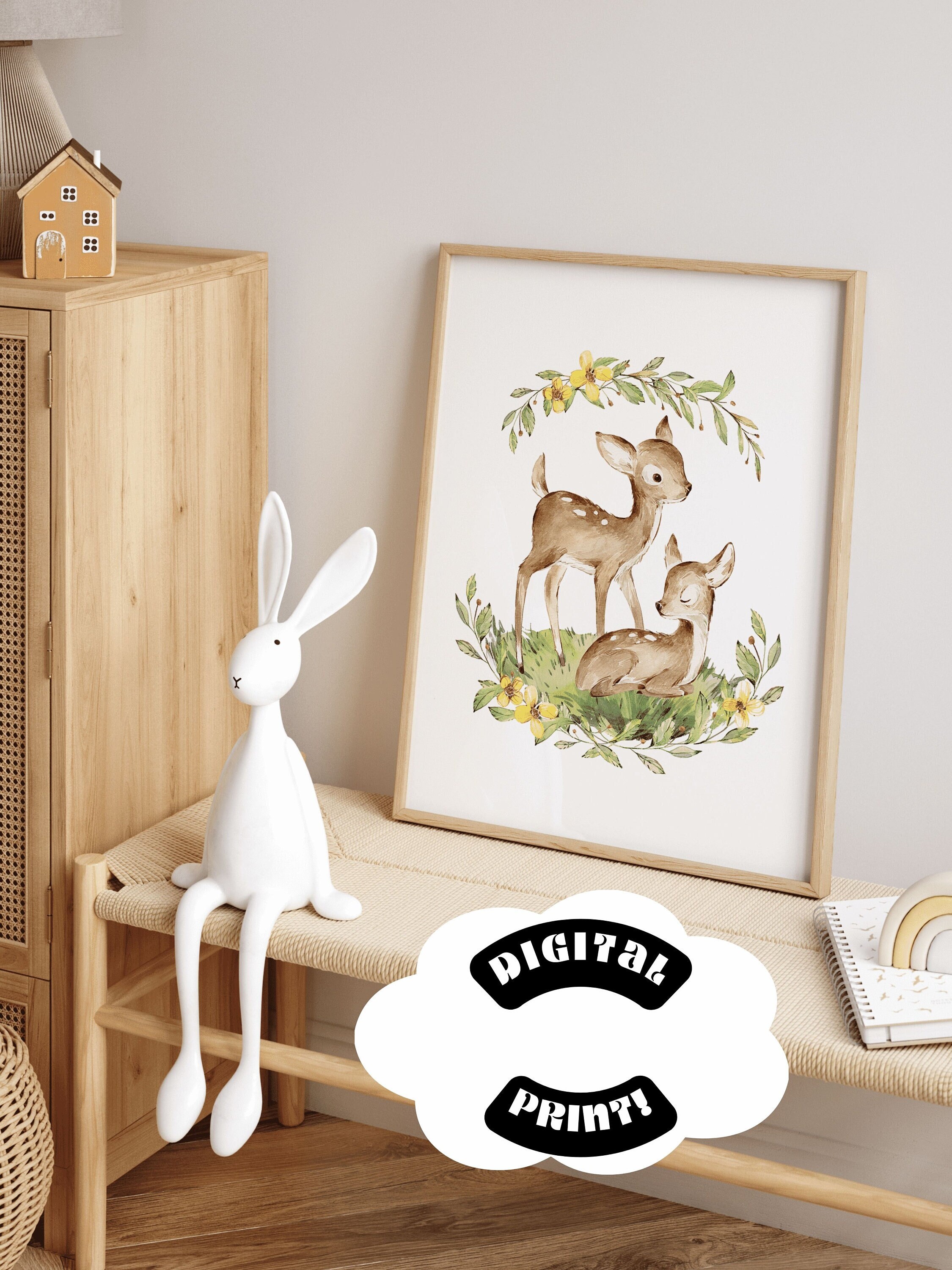 Deer Nursery Print Woodland Animal Nursery Print Forest Etsy